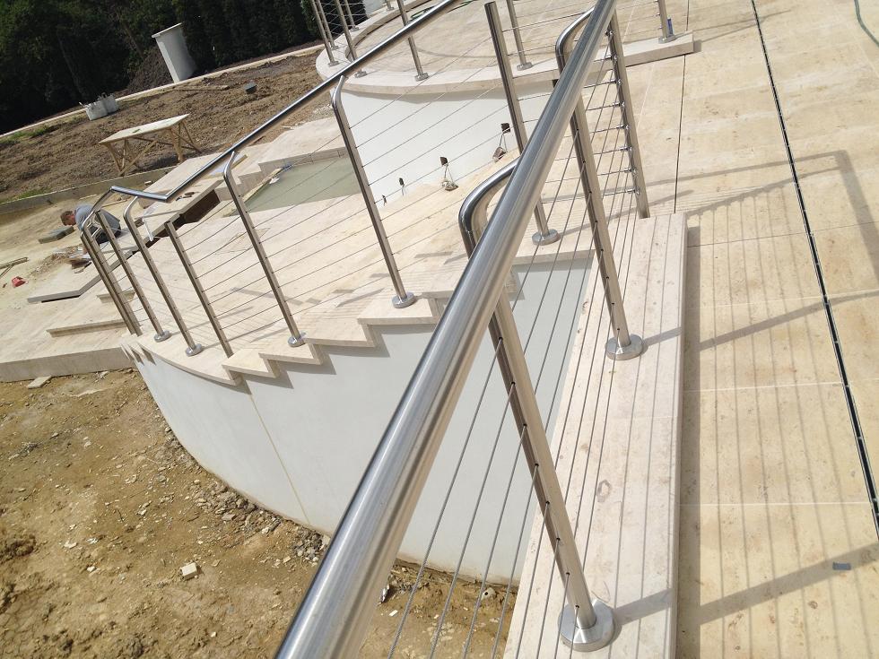 Patio Balustrade Wires on Stainless Round Posts